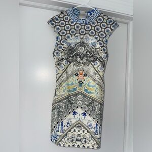 Camilla rayon/spandex sequined and beaded with crystals mini dress